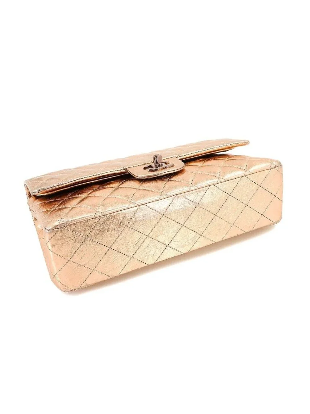 Chanel Quilted 25 Chain Shoulder Bag Leather Metallic Pink Gold Limited